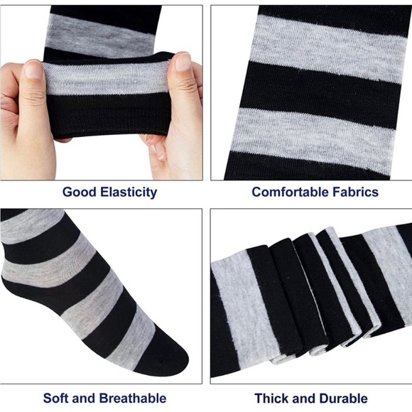 THIGH HIGH STRIPED SOCKS (1 PAIR ONLY) CHOOSE YOUR FAVORITE COLOR 💚💜🖤 - Picture 2 of 7